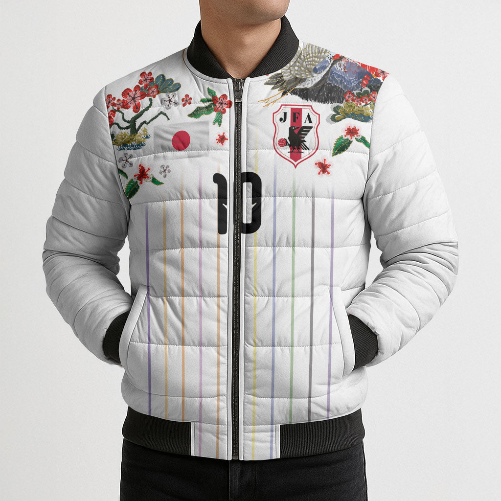 Japan Football Custom Bomber Puffer Jacket Colors Beyond Horizon Sashiko Effect White Version