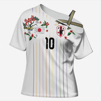 Japan Football Custom Cross Shoulder Shirt Colors Beyond Horizon Sashiko Effect White Version