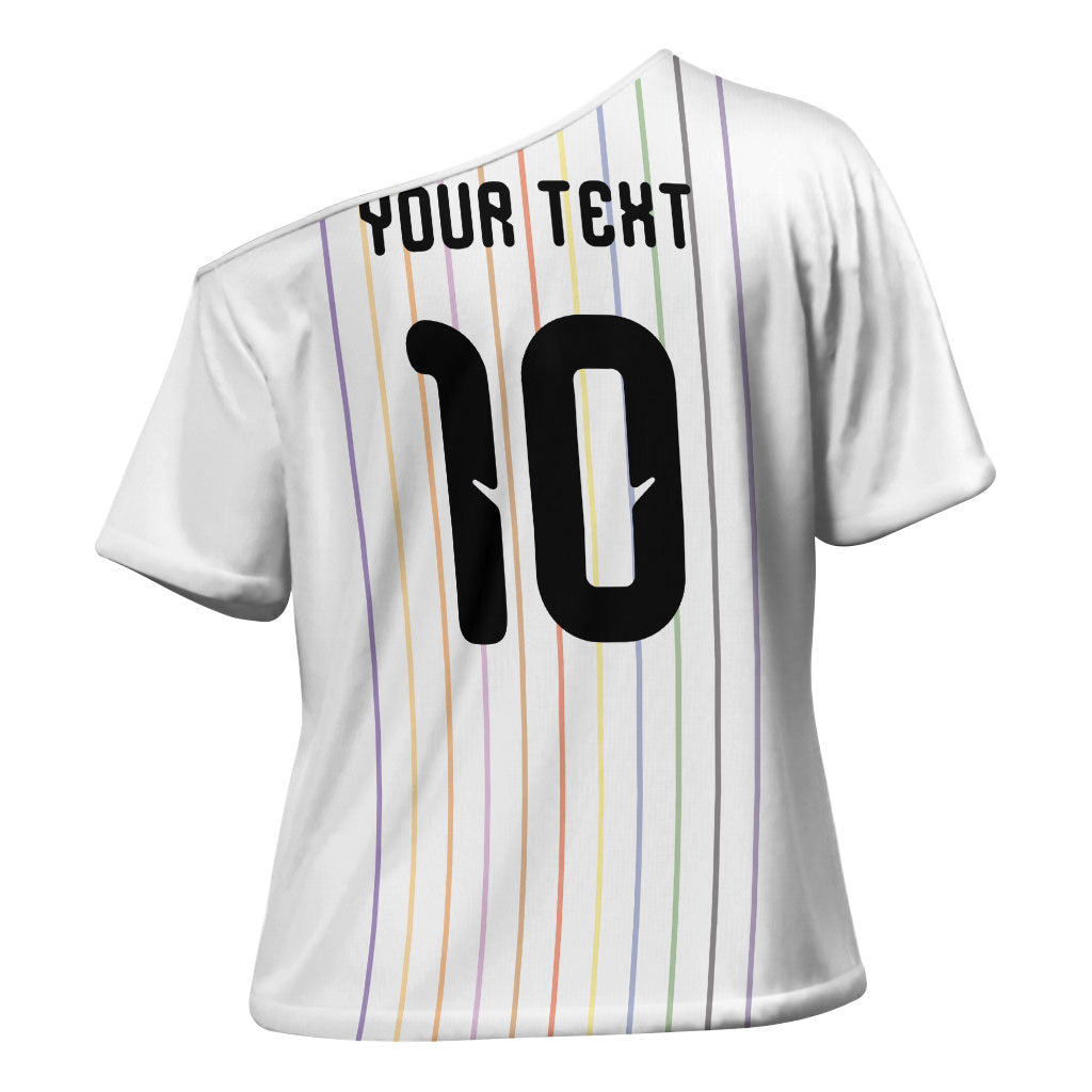 Japan Football Custom Cross Shoulder Shirt Colors Beyond Horizon Sashiko Effect White Version