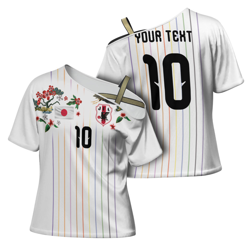 Japan Football Custom Cross Shoulder Shirt Colors Beyond Horizon Sashiko Effect White Version