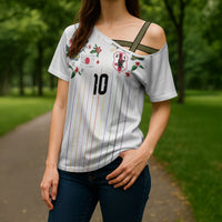 Japan Football Custom Cross Shoulder Shirt Colors Beyond Horizon Sashiko Effect White Version