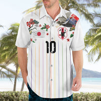 Japan Football Custom Hawaiian Shirt Colors Beyond Horizon Sashiko Effect White Version