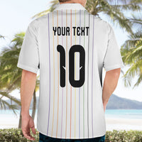 Japan Football Custom Hawaiian Shirt Colors Beyond Horizon Sashiko Effect White Version