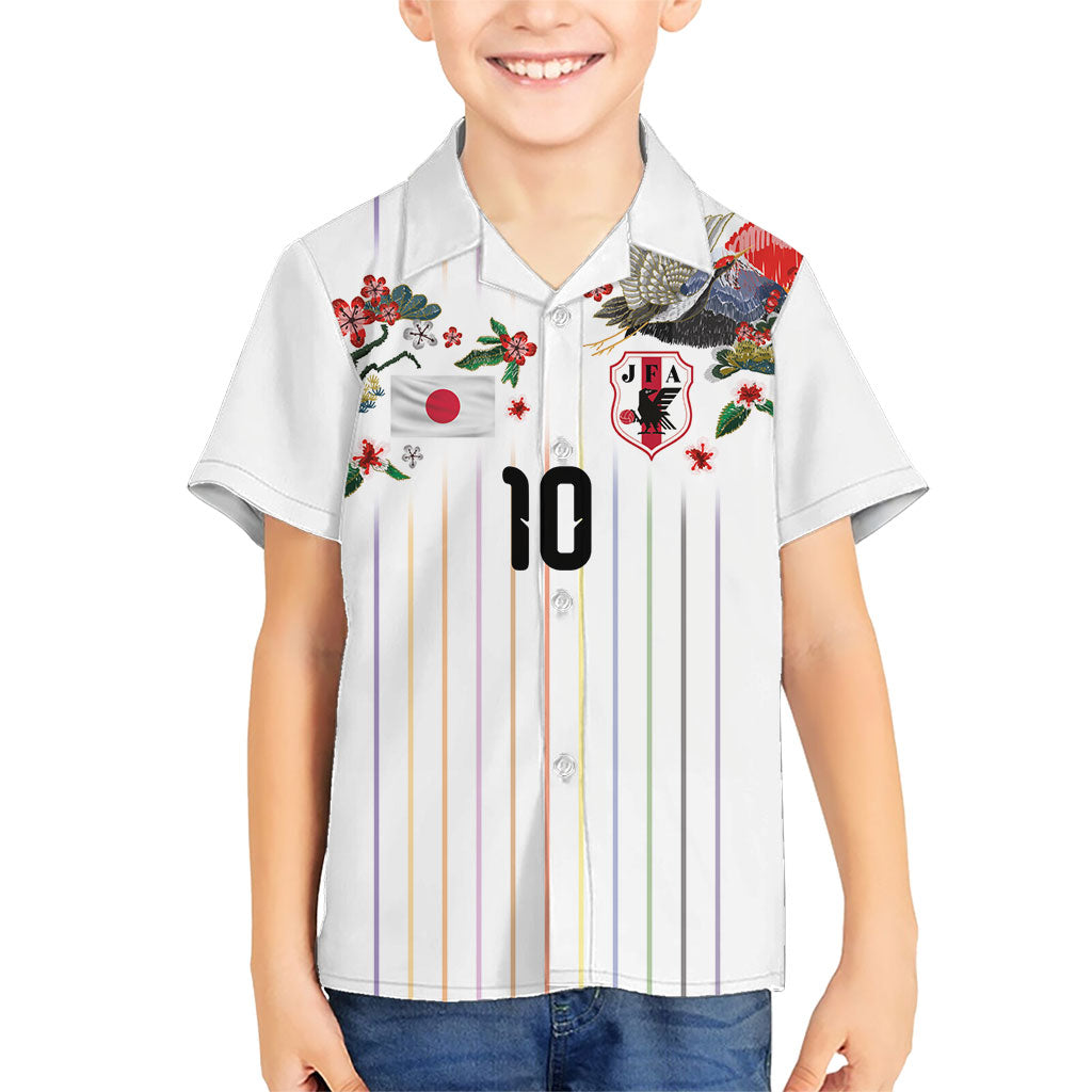 Japan Football Custom Hawaiian Shirt Colors Beyond Horizon Sashiko Effect White Version