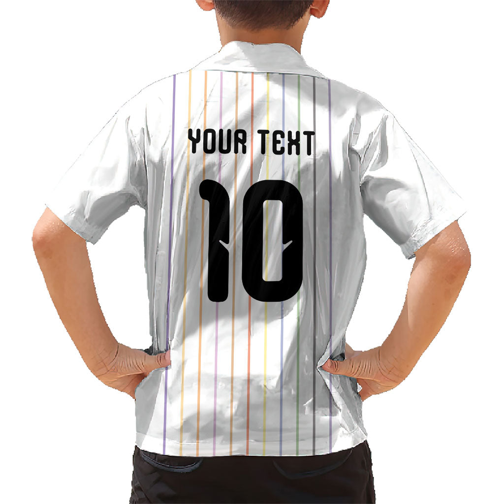 Japan Football Custom Kid Hawaiian Shirt Colors Beyond Horizon Sashiko Effect White Version