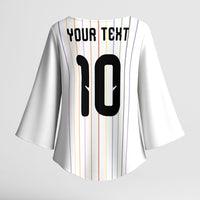 Japan Football Custom Kimono Sleeve Blouse Colors Beyond Horizon Sashiko Effect White Version