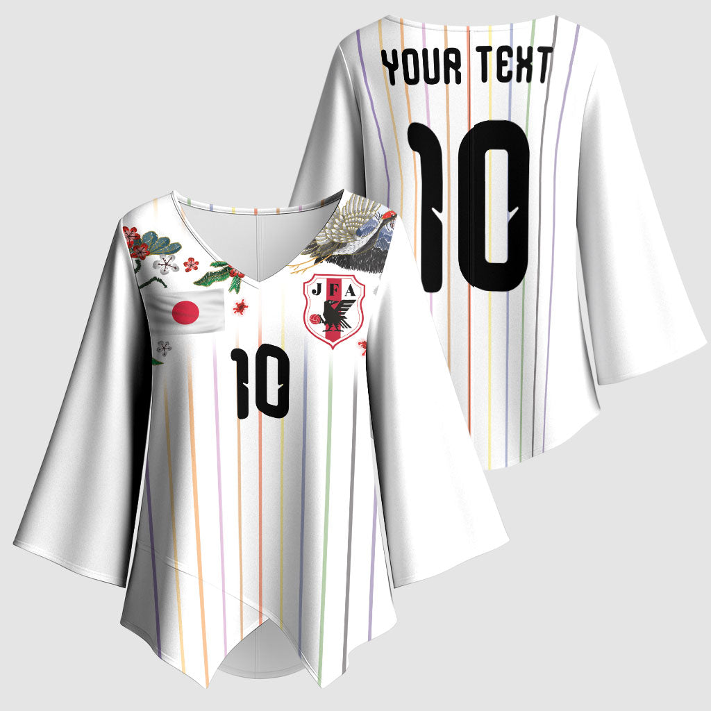 Japan Football Custom Kimono Sleeve Blouse Colors Beyond Horizon Sashiko Effect White Version