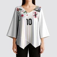 Japan Football Custom Kimono Sleeve Blouse Colors Beyond Horizon Sashiko Effect White Version