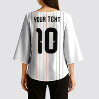 Japan Football Custom Kimono Sleeve Blouse Colors Beyond Horizon Sashiko Effect White Version
