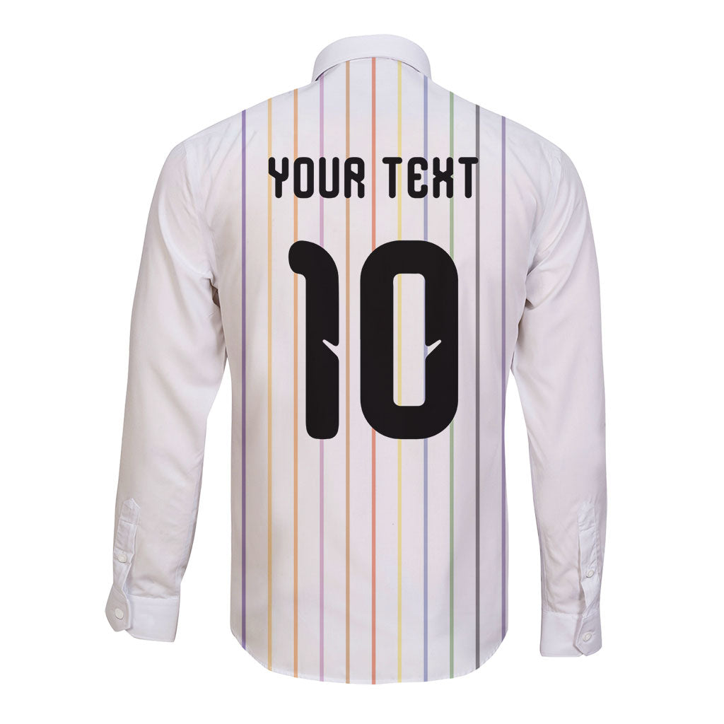 Japan Football Custom Long Sleeve Button Shirt Colors Beyond Horizon Sashiko Effect White Version