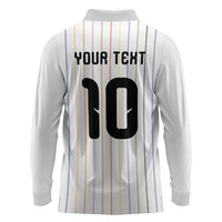 Japan Football Custom Long Sleeve Polo Shirt Colors Beyond Horizon Sashiko Effect White Version