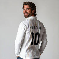 Japan Football Custom Long Sleeve Polo Shirt Colors Beyond Horizon Sashiko Effect White Version