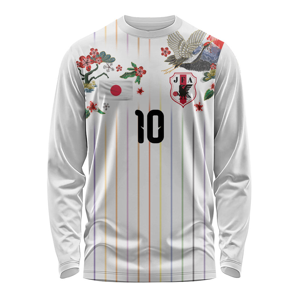 Japan Football Custom Long Sleeve Shirt Colors Beyond Horizon Sashiko Effect White Version