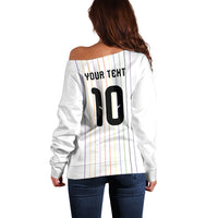 Japan Football Custom Off Shoulder Sweater Colors Beyond Horizon Sashiko Effect White Version