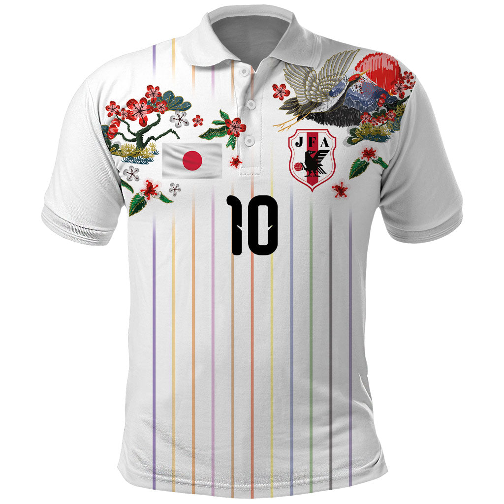 Japan Football Custom Polo Shirt Colors Beyond Horizon Sashiko Effect White Version