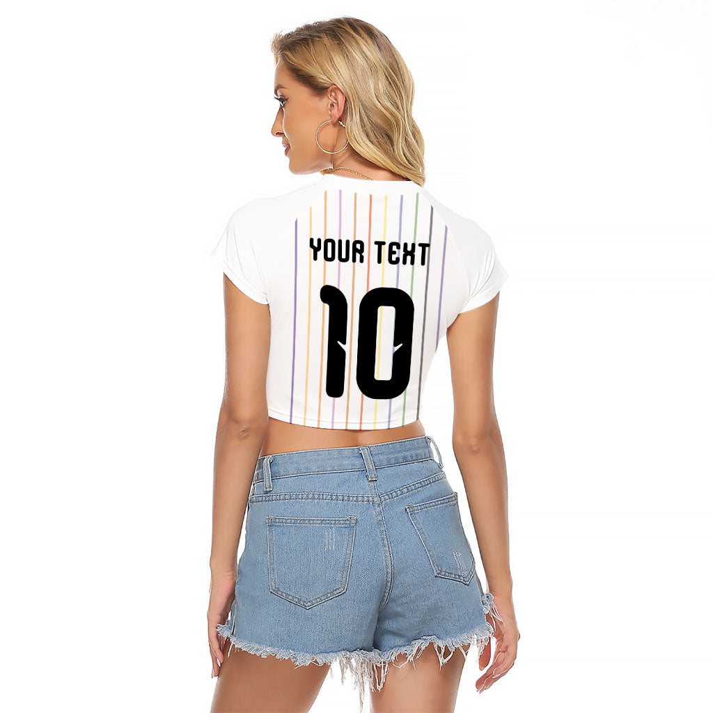 Japan Football Custom Raglan Cropped T Shirt Colors Beyond Horizon Sashiko Effect White Version