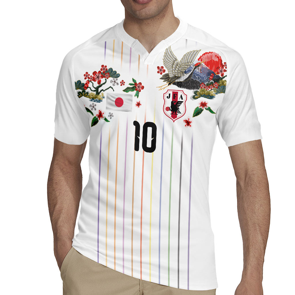Japan Football Custom Rugby Jersey Colors Beyond Horizon Sashiko Effect White Version