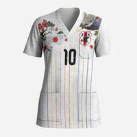 Japan Football Custom Scrub Top Colors Beyond Horizon Sashiko Effect White Version