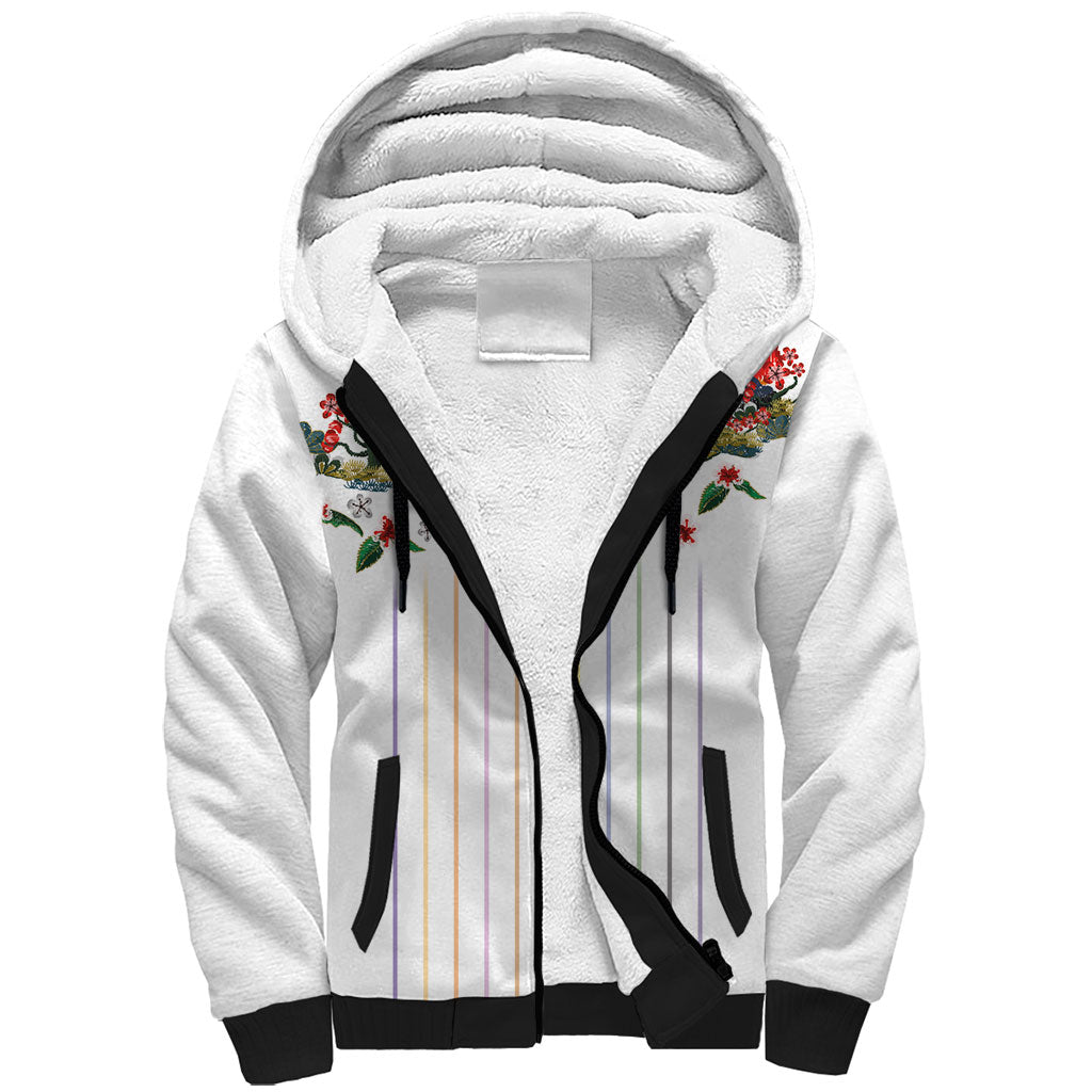 Japan Football Custom Sherpa Hoodie Colors Beyond Horizon Sashiko Effect White Version