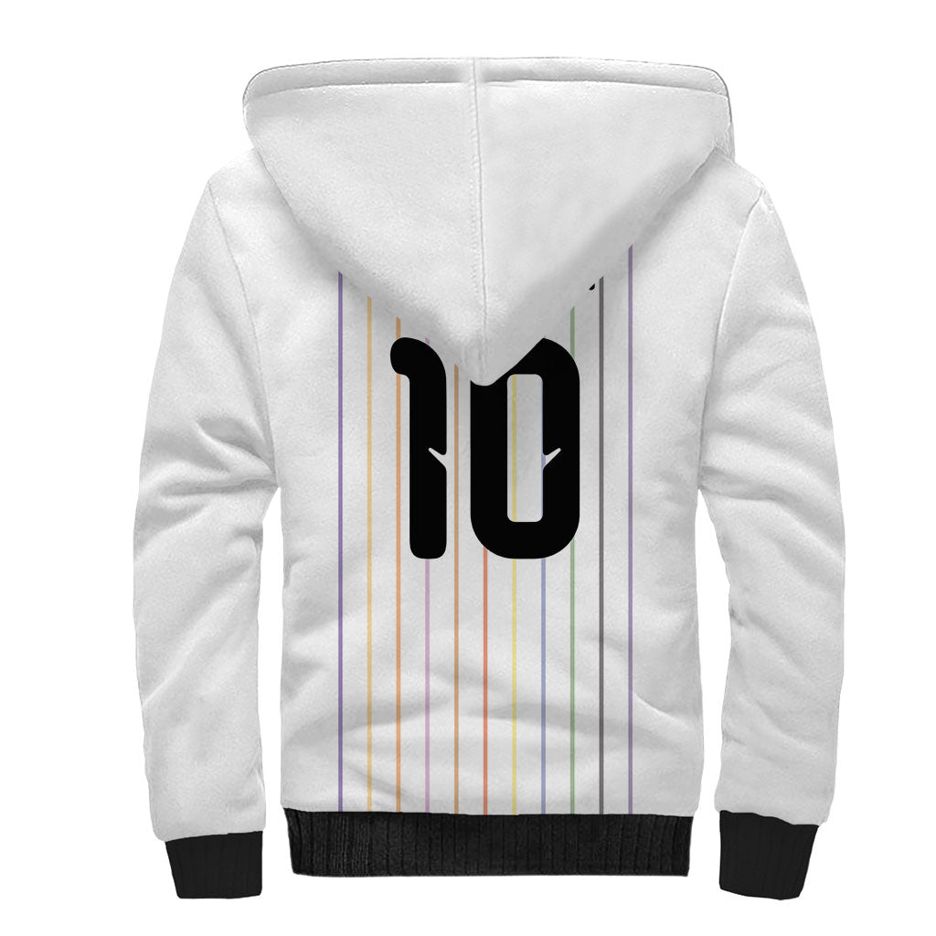 Japan Football Custom Sherpa Hoodie Colors Beyond Horizon Sashiko Effect White Version