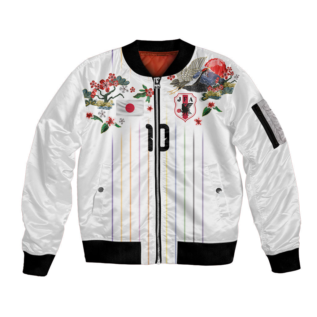 Japan Football Custom Sleeve Zip Bomber Jacket Colors Beyond Horizon Sashiko Effect White Version