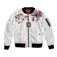 Japan Football Custom Sleeve Zip Bomber Jacket Colors Beyond Horizon Sashiko Effect White Version