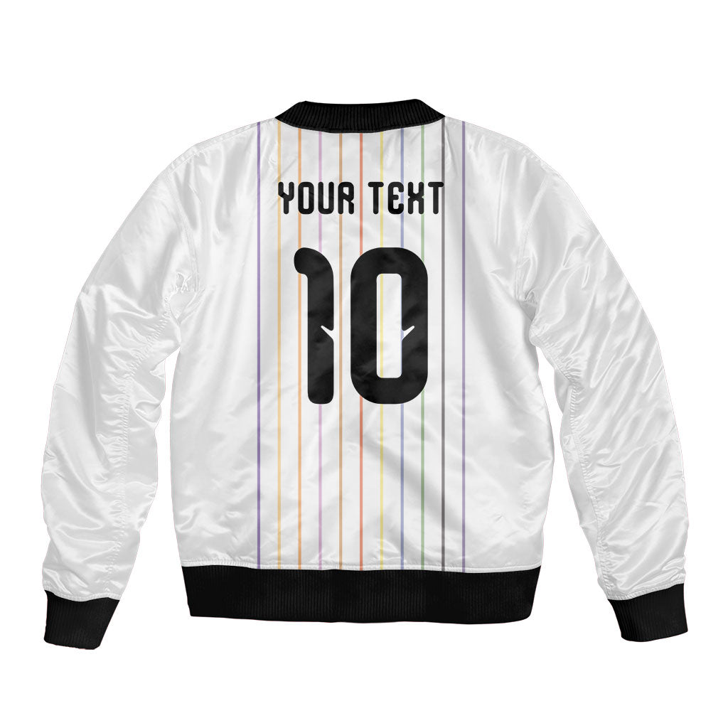 Japan Football Custom Sleeve Zip Bomber Jacket Colors Beyond Horizon Sashiko Effect White Version