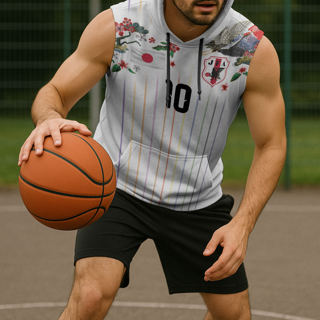 Japan Football Custom Sleeveless Hoodie Colors Beyond Horizon Sashiko Effect White Version