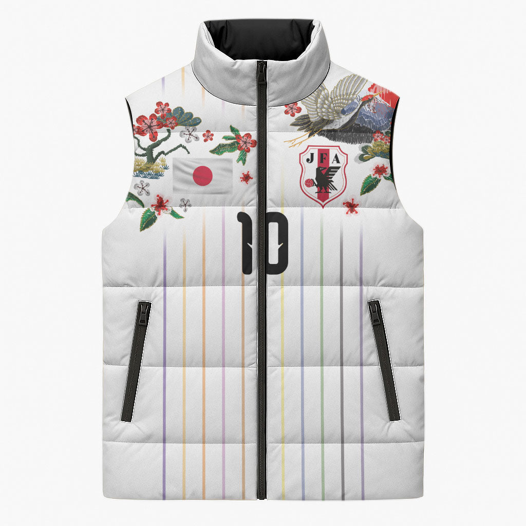 Japan Football Custom Sleeveless Puffer Jacket Colors Beyond Horizon Sashiko Effect White Version