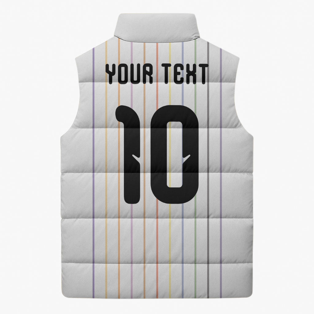 Japan Football Custom Sleeveless Puffer Jacket Colors Beyond Horizon Sashiko Effect White Version