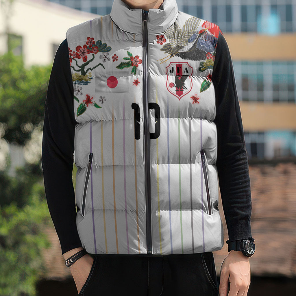Japan Football Custom Sleeveless Puffer Jacket Colors Beyond Horizon Sashiko Effect White Version