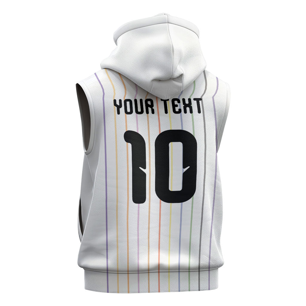 Japan Football Custom Sleeveless Zip Hoodie Colors Beyond Horizon Sashiko Effect White Version