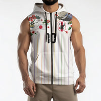 Japan Football Custom Sleeveless Zip Hoodie Colors Beyond Horizon Sashiko Effect White Version