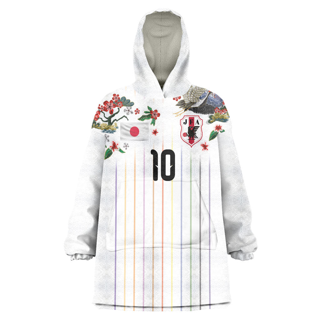 Japan Football Custom Wearable Blanket Hoodie Colors Beyond Horizon Sashiko Effect White Version