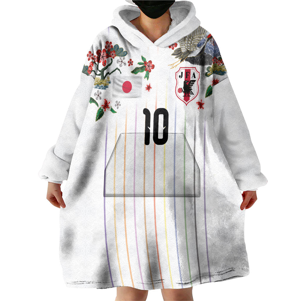 Japan Football Custom Wearable Blanket Hoodie Colors Beyond Horizon Sashiko Effect White Version