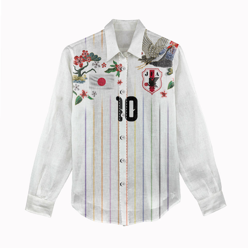 Japan Football Custom Women Casual Shirt Colors Beyond Horizon Sashiko Effect White Version