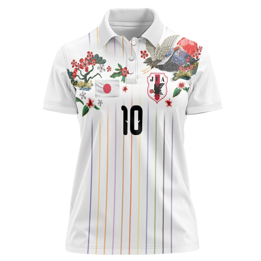 Japan Football Custom Women Polo Shirt Colors Beyond Horizon Sashiko Effect White Version