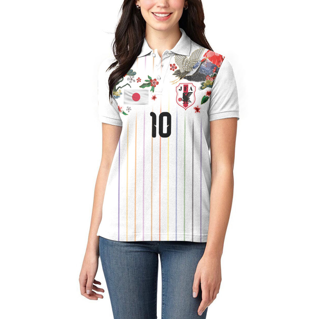 Japan Football Custom Women Polo Shirt Colors Beyond Horizon Sashiko Effect White Version