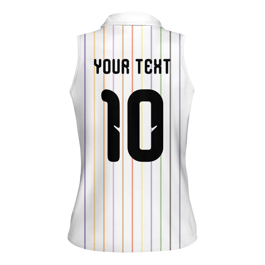 Japan Football Custom Women Sleeveless Polo Shirt Colors Beyond Horizon Sashiko Effect White Version