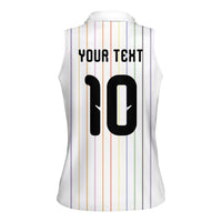 Japan Football Custom Women Sleeveless Polo Shirt Colors Beyond Horizon Sashiko Effect White Version