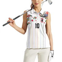 Japan Football Custom Women Sleeveless Polo Shirt Colors Beyond Horizon Sashiko Effect White Version