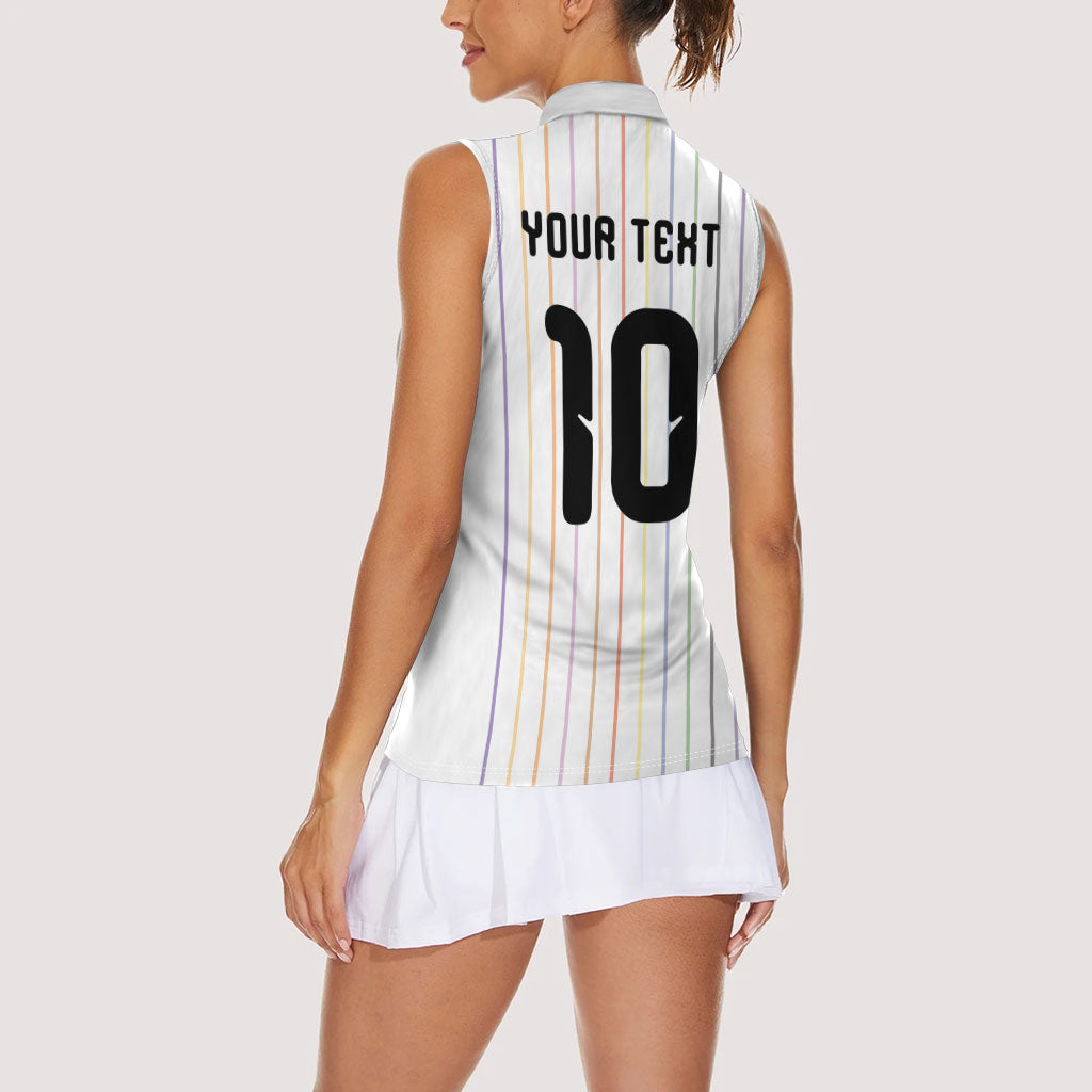 Japan Football Custom Women Sleeveless Polo Shirt Colors Beyond Horizon Sashiko Effect White Version