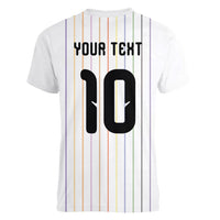 Japan Football Custom Women V-Neck T-Shirt Colors Beyond Horizon Sashiko Effect White Version