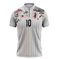 Japan Football Custom Zipper Polo Shirt Colors Beyond Horizon Sashiko Effect White Version