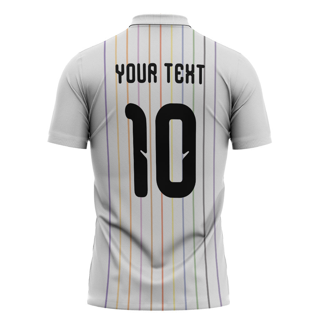 Japan Football Custom Zipper Polo Shirt Colors Beyond Horizon Sashiko Effect White Version