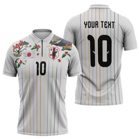 Japan Football Custom Zipper Polo Shirt Colors Beyond Horizon Sashiko Effect White Version