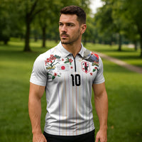 Japan Football Custom Zipper Polo Shirt Colors Beyond Horizon Sashiko Effect White Version