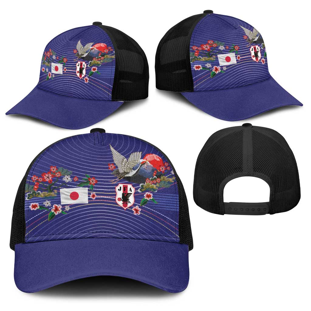 Japan Football Baseball Net Cap Japanese Culture with Sashiko Effect
