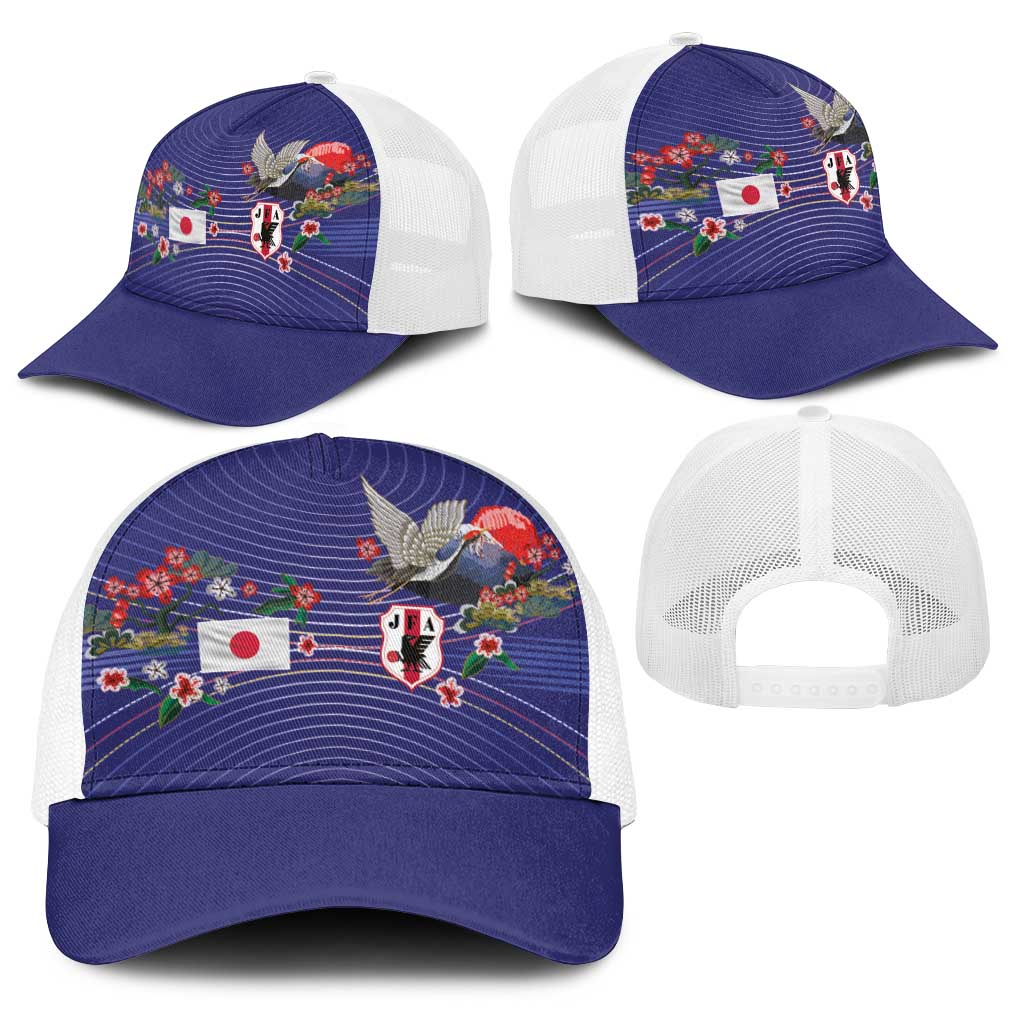 Japan Football Baseball Net Cap Japanese Culture with Sashiko Effect