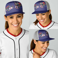 Japan Football Baseball Net Cap Japanese Culture with Sashiko Effect
